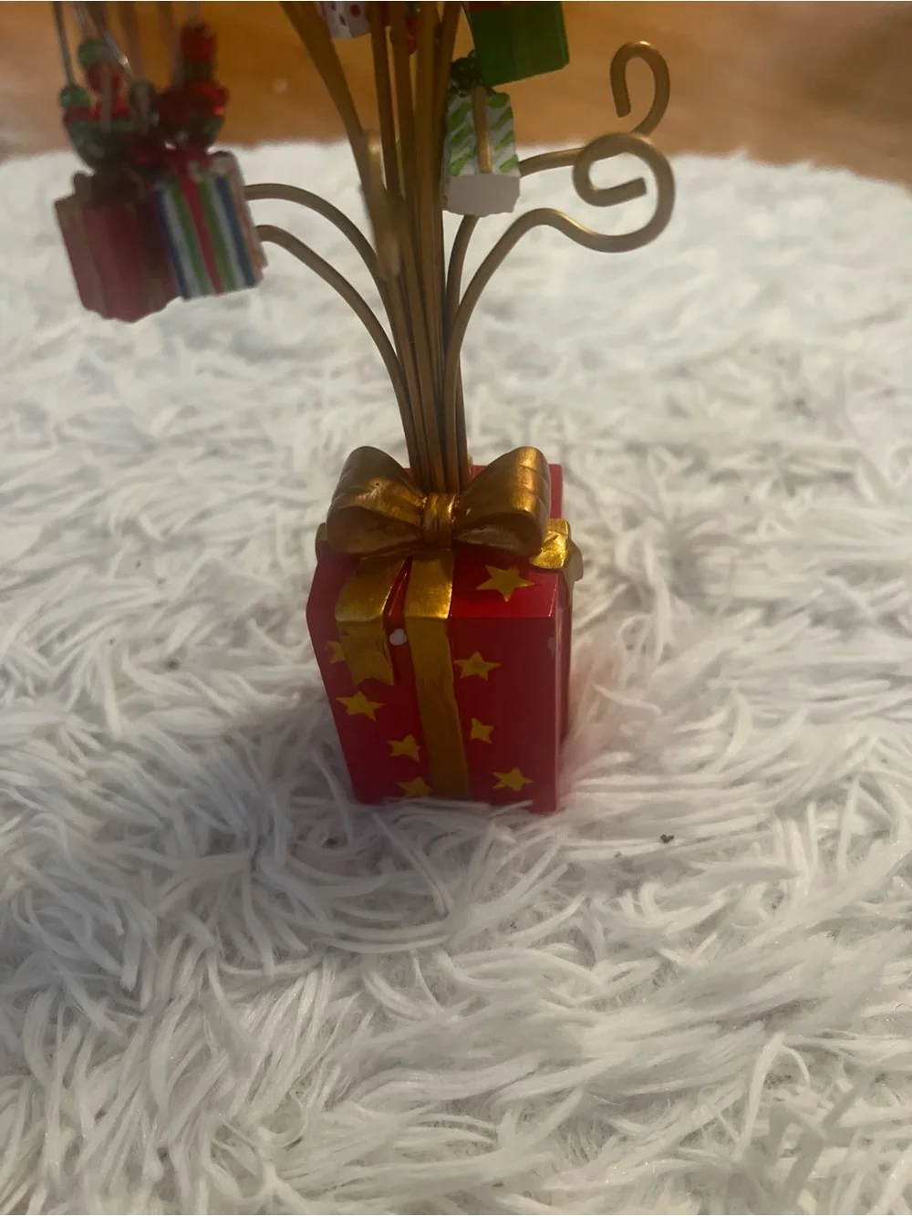 Festive Red & Gold Mini Gift Tree Ornament